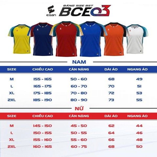 Bộ Quần áo Bóng chuyền Cao cấp EGAN BCE03, form Nam Nữ riêng biệt