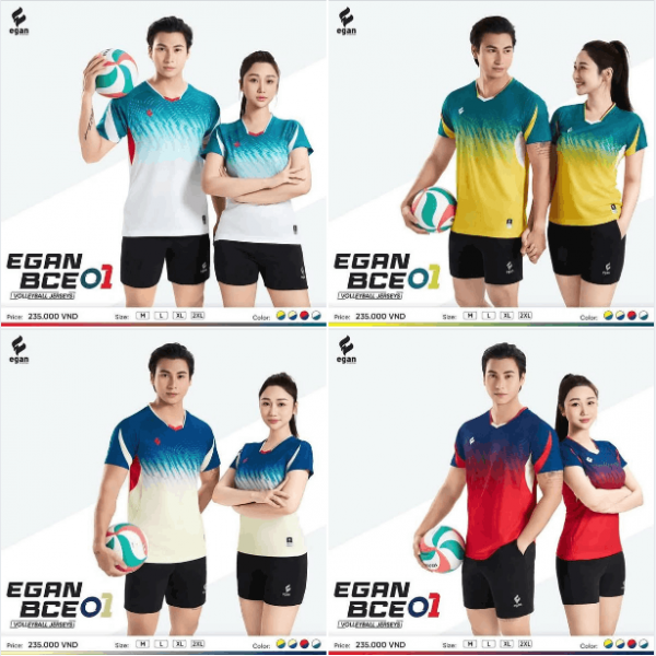 Bộ quần áo bóng chuyền Egan BCE01 - Vải mè cá sấu co giãn 4 chiều