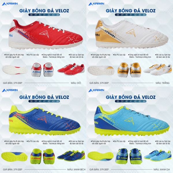 GIÀY BÓNG ĐÁ SÂN CỎ NHÂN TẠO KAIWIN VELOZ CHÍNH HÃNG
