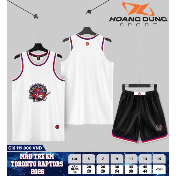 Bộ Quần Áo Bóng Rổ Trẻ Em Toronto Raptors Cao Cấp
