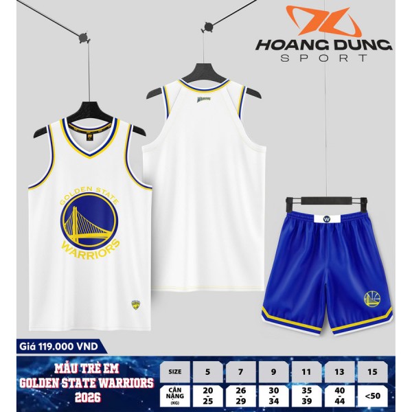 Bộ Quần Áo Bóng Rổ Trẻ Em Golden State Warriors Cao Cấp