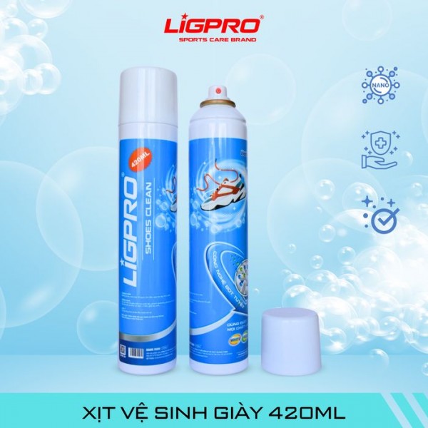 Xịt Vệ Sinh Giày Bọt Tuyết Ligpro 420ml – Giặt Khô Siêu Sạch, Khử Khuẩn Nano Bạc & Bảo Vệ Da